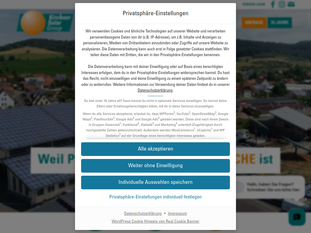 Website von Kirchner Solar Group GmbH in Alheim-Heinebach