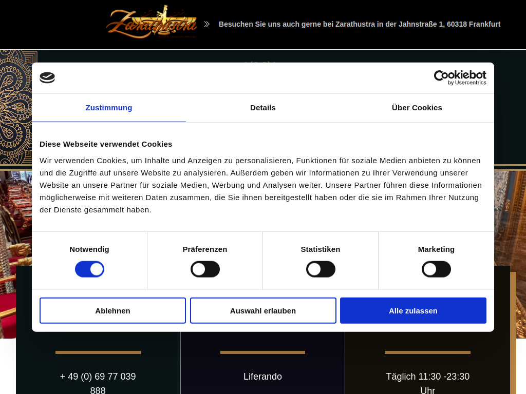 Website von Kish Restaurant GmbH in Frankfurt am Main