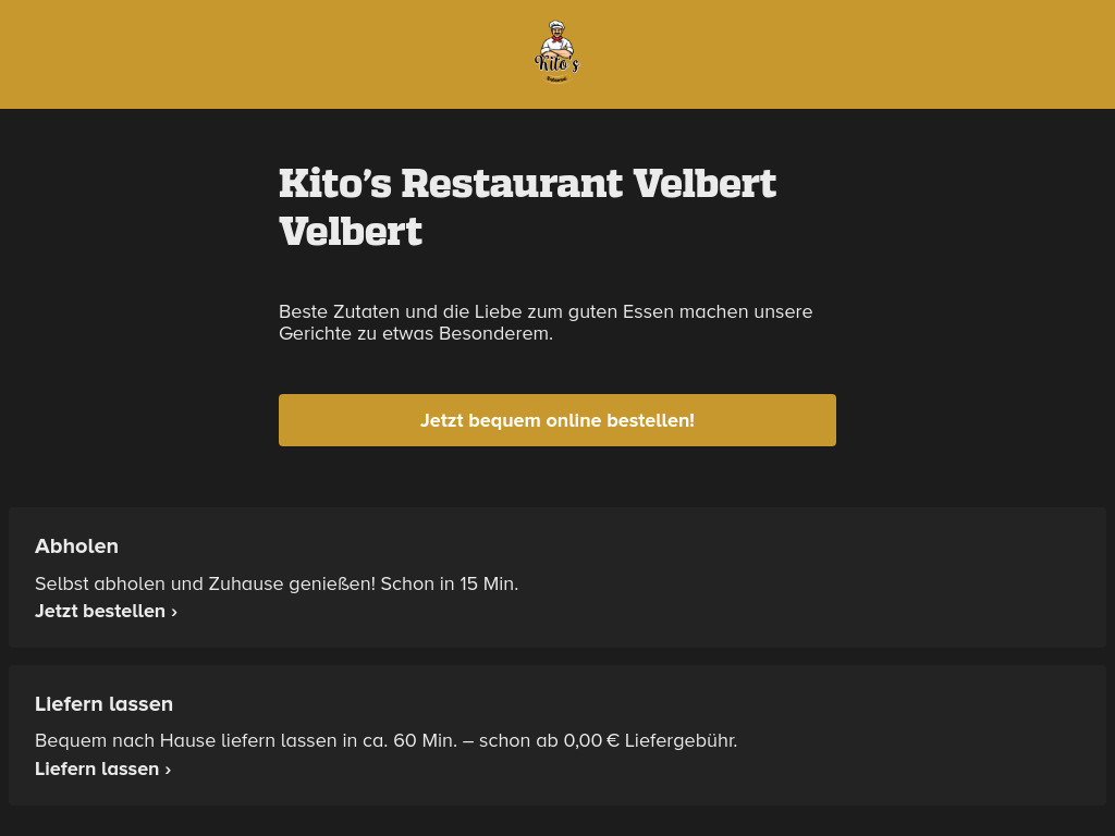Website von Kito's Restaurant Velbert in Velbert