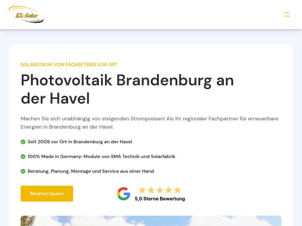 Website von Photovoltaik Brandenburg an der Havel in Brandenburg an der Havel