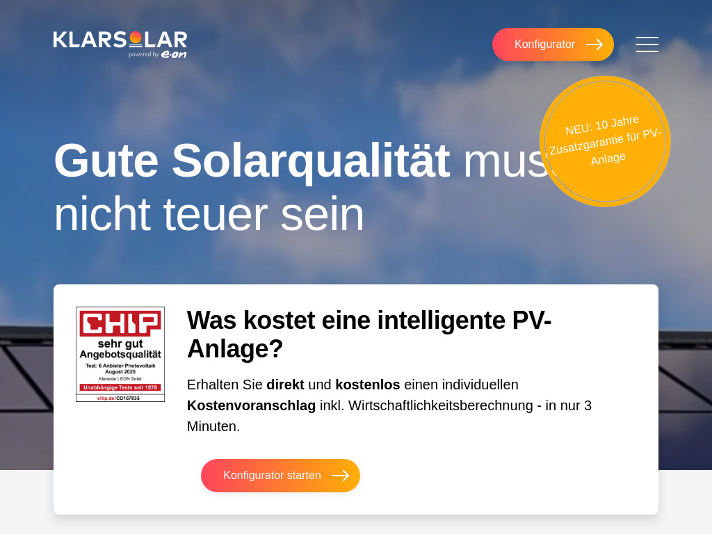 Website von Klarsolar GmbH in Heidelberg