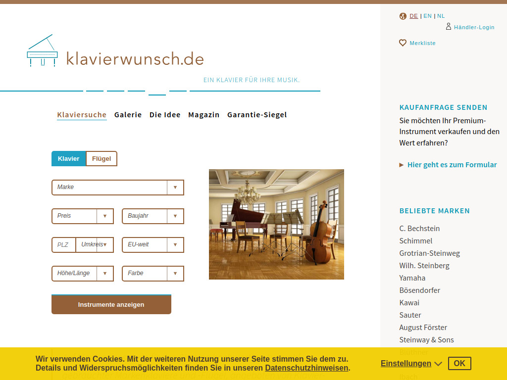 Website von Klavierwunsch GmbH in Isernhagen