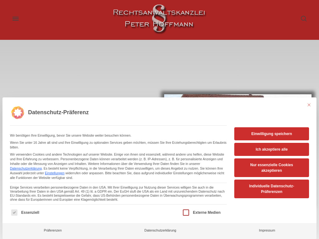Website von Rechtsanwaltskanzlei Peter Hoffmann in Bexbach