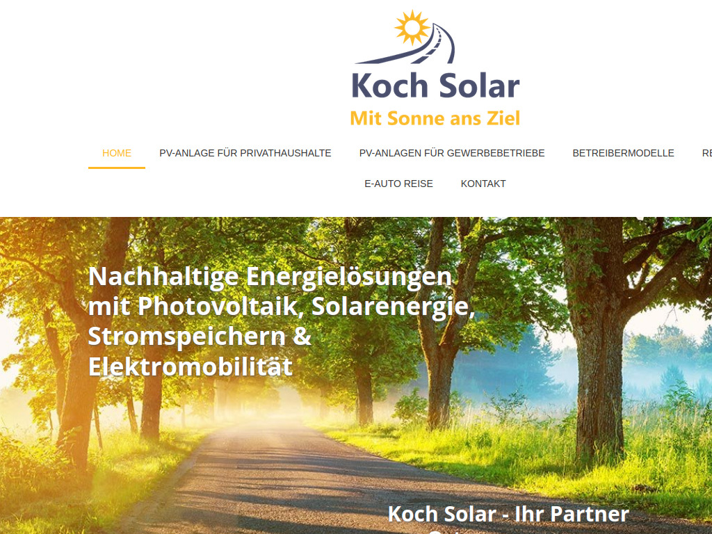Website von Koch Solar in Wachtberg