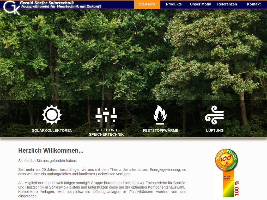Website von Gerald Körfer Solartechnik in Fahren