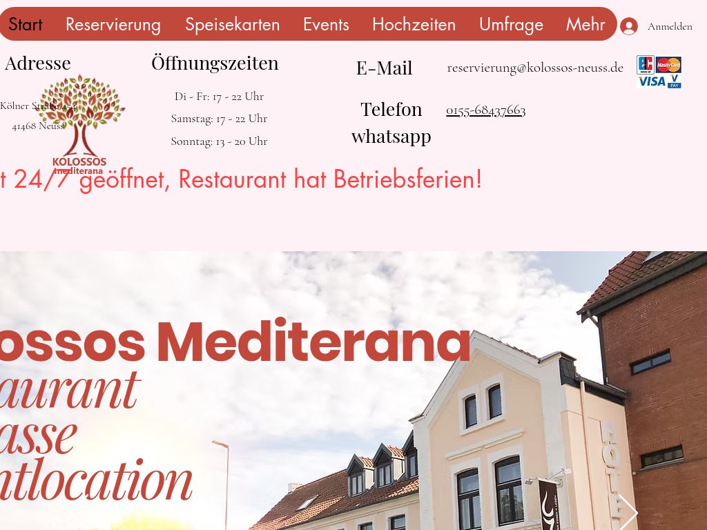 Website von Müller Hotel- und Gastronomiebetriebe Management UG in Neuss
