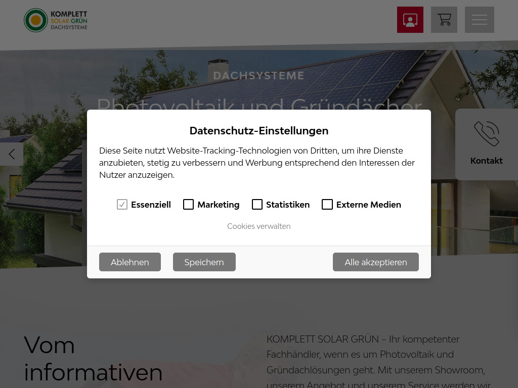 Website von KOMPLETT SOLAR GRÜN GmbH in Mönchengladbach