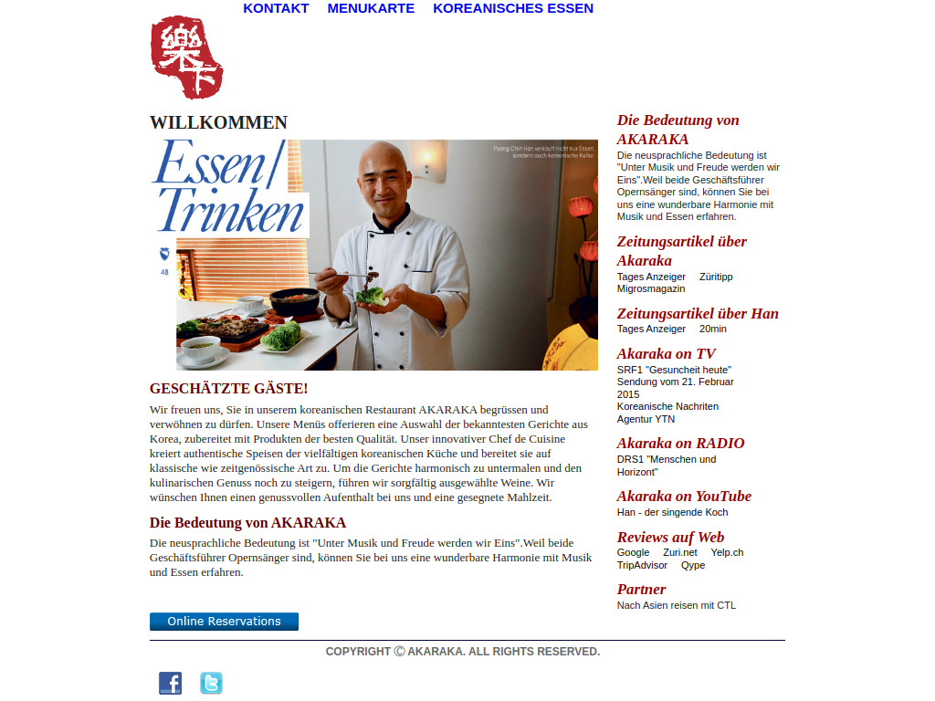 Website von Restaurant Akaraka