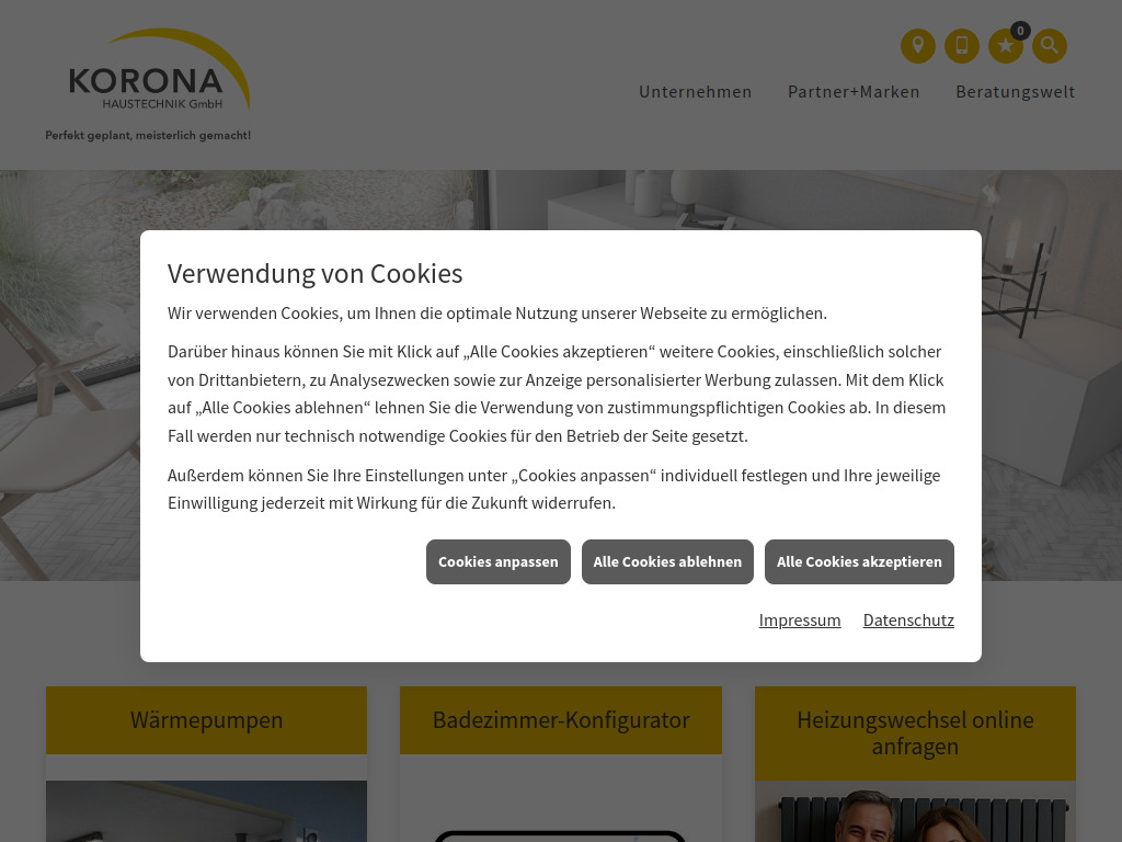 Website von KORONA Haustechnik in Bergisch Gladbach