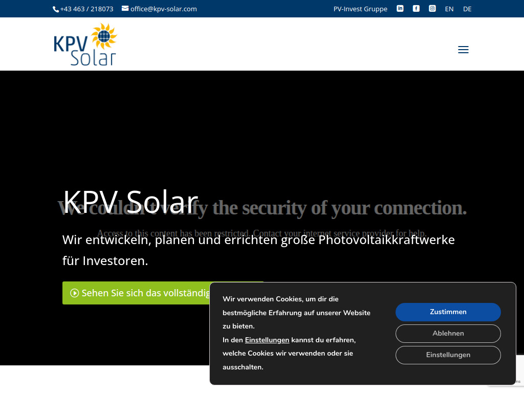 Website von KPV Solar GmbH in Krumpendorf am Wörthersee