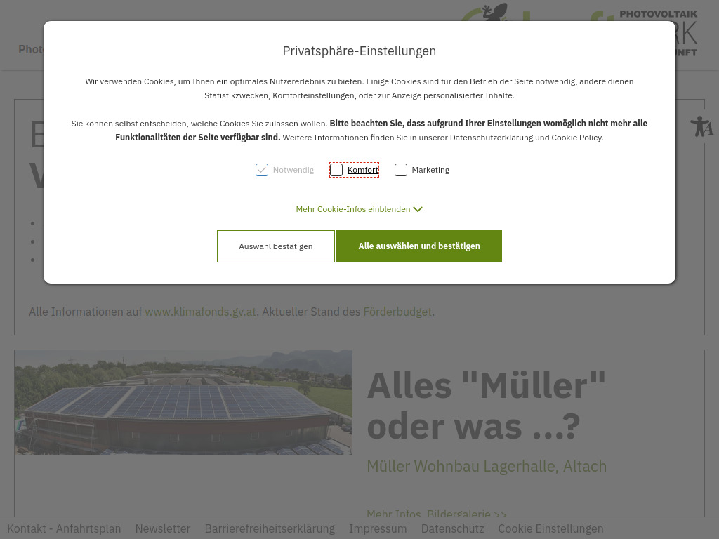 Website von Kraftwerk-Photovoltaik GmbH in Altach