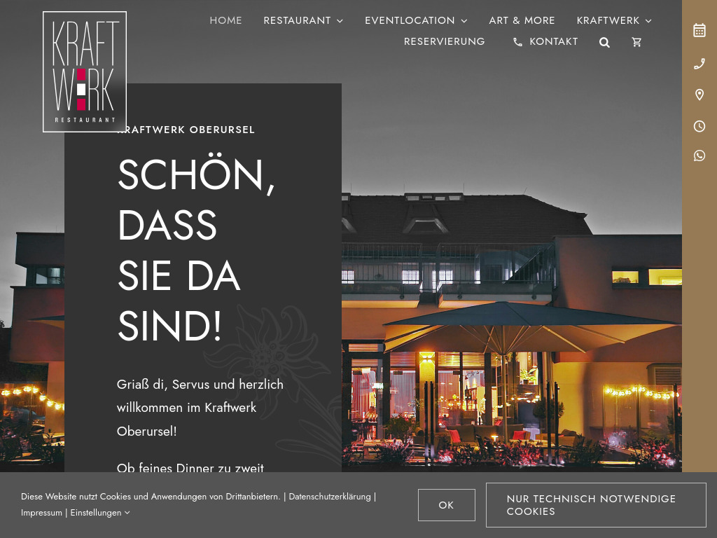 Website von Kraftwerke Gastronomie GmbH in Oberursel