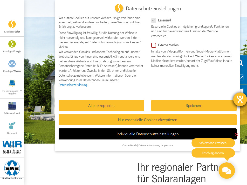 Website von Stadtwerke Bretten GmbH in Bretten
