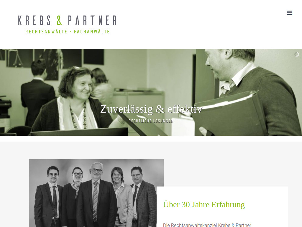 Website von Krebs & Partner PartG in Heinsberg
