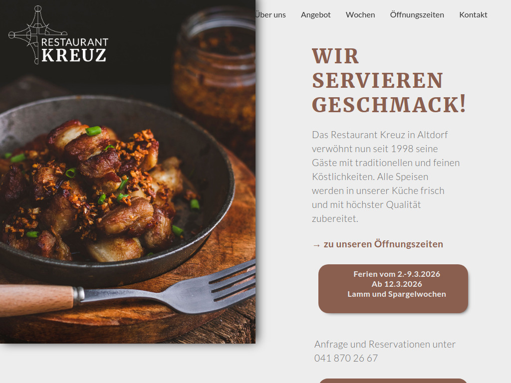 Website von Restaurant Kreuz in Altdorf
