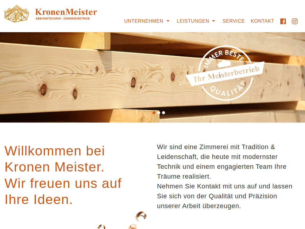 Website von Kronen Meister Zimmerei GmbH in Löningen