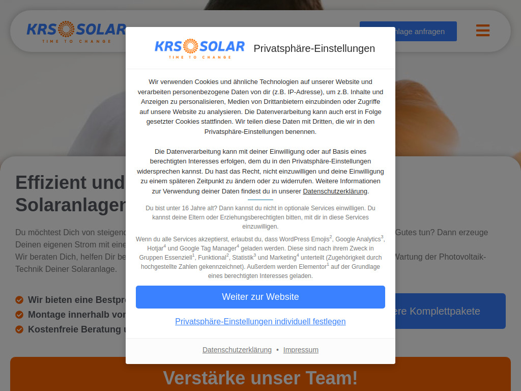 Website von KRS Solar GmbH in Berlin