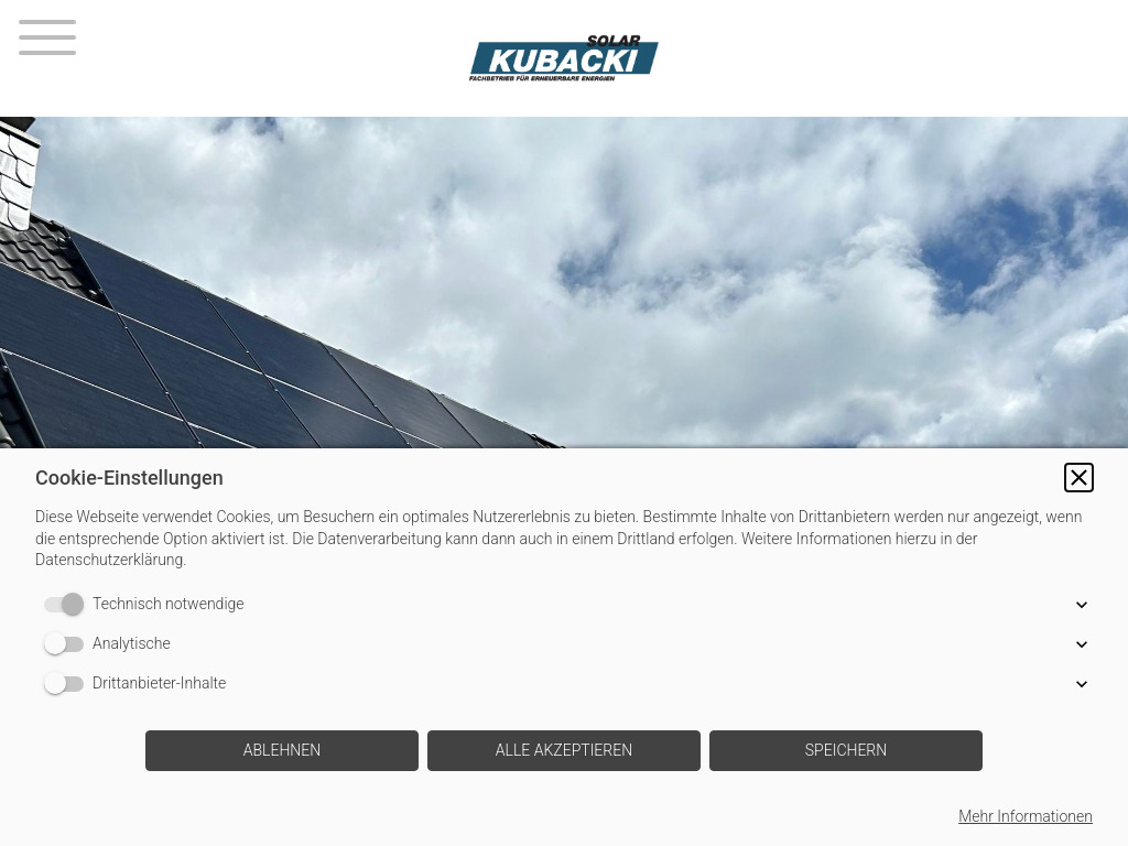 Website von Kubacki Solar GmbH in Krefeld
