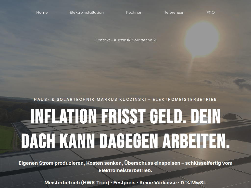 Website von Markus Kuczinski Haus- & Solartechnik in Lösnich