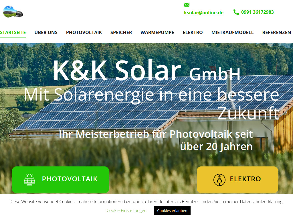 Website von K&K Solar GmbH in Deggendorf