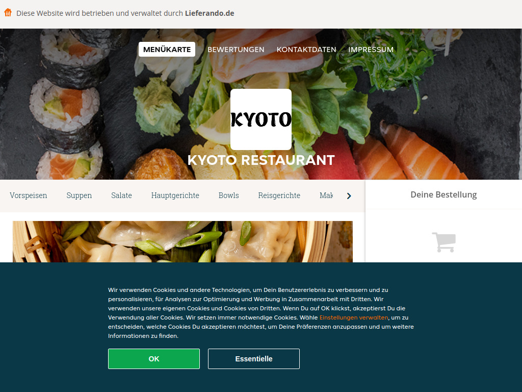 Website von Kyoto Restaurant - Essen online bestellen in Hennickendorf in Hennickendorf