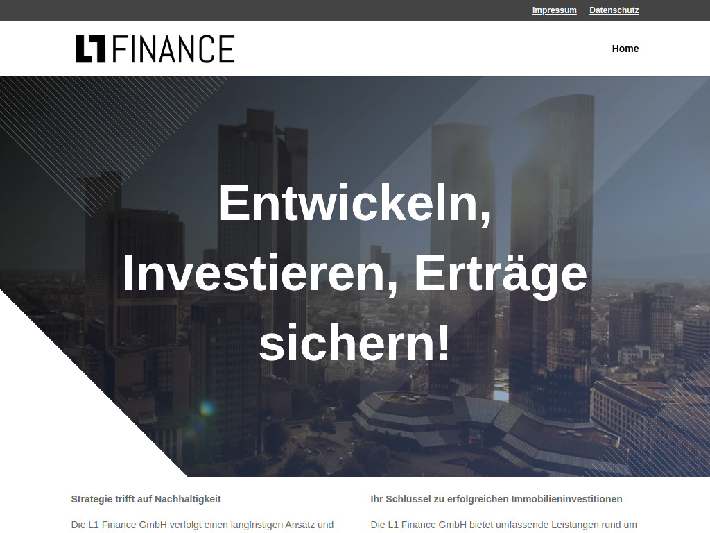 Website von L1 Finance GmbH in Farchant