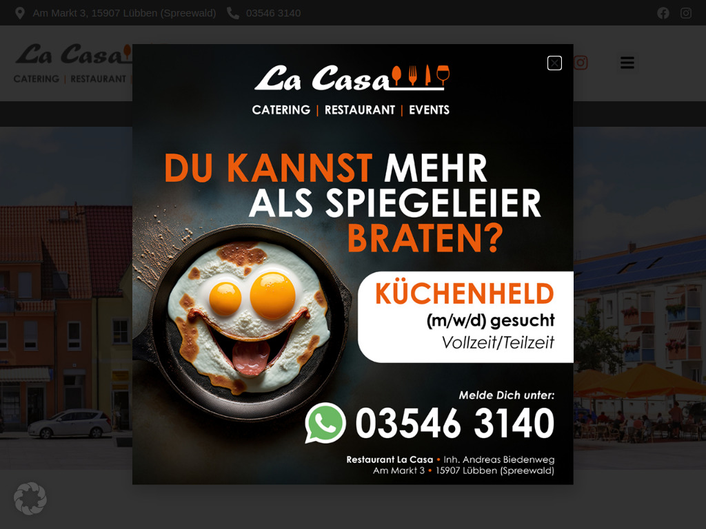 Website von Restaurant La Casa in Lübben (Spreewald)