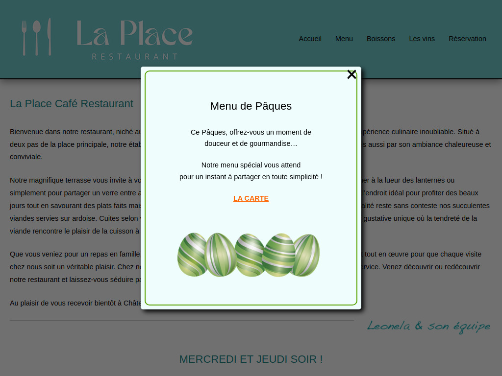 Website von La Place Café Restaurant in Châtel-St-Denis