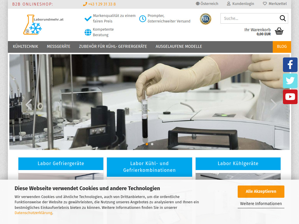 Website von Laborundmehr.at - Pharma Kühlschränke & Gefrierschränke in Perfection Laborkühlschrank