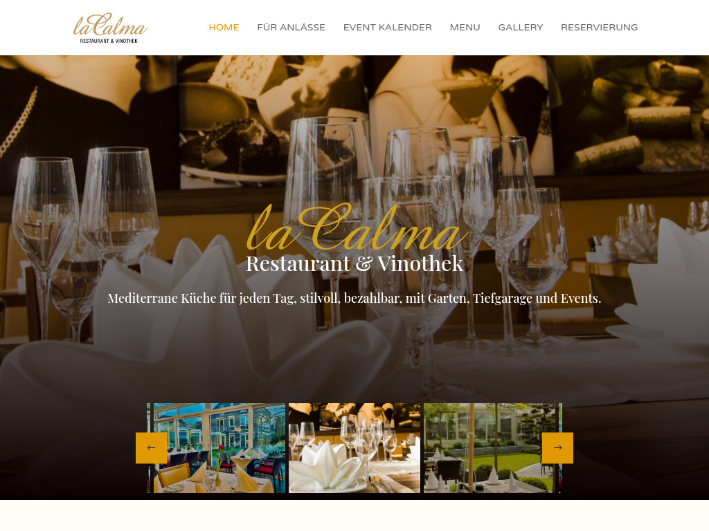 Website von Restaurant La Calma in Moers