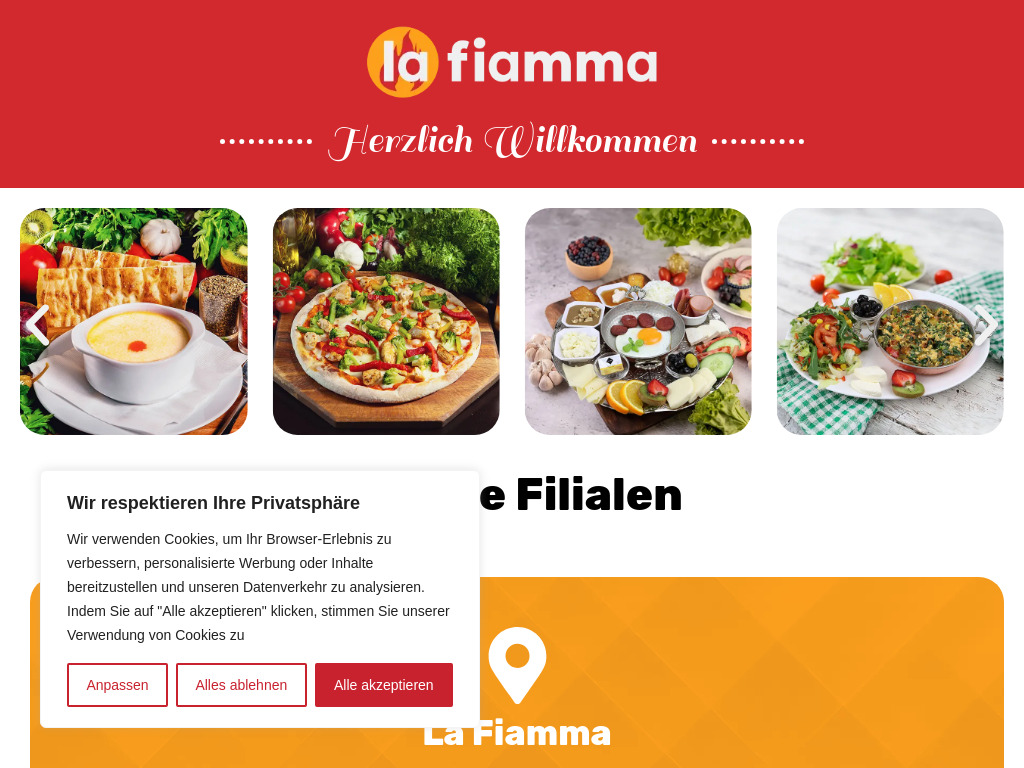 Website von La Fiamma in Berlin