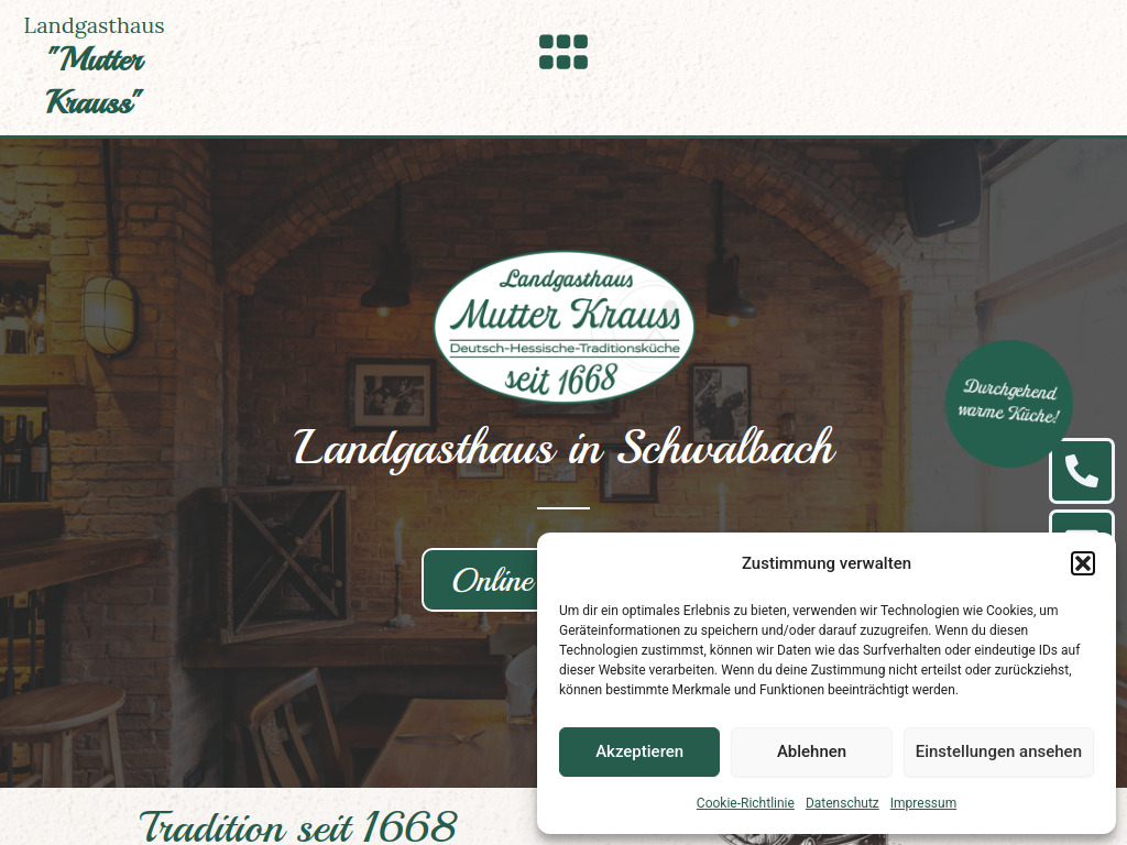 Website von Landgasthaus Mutter Krauss in Schwalbach am Taunus