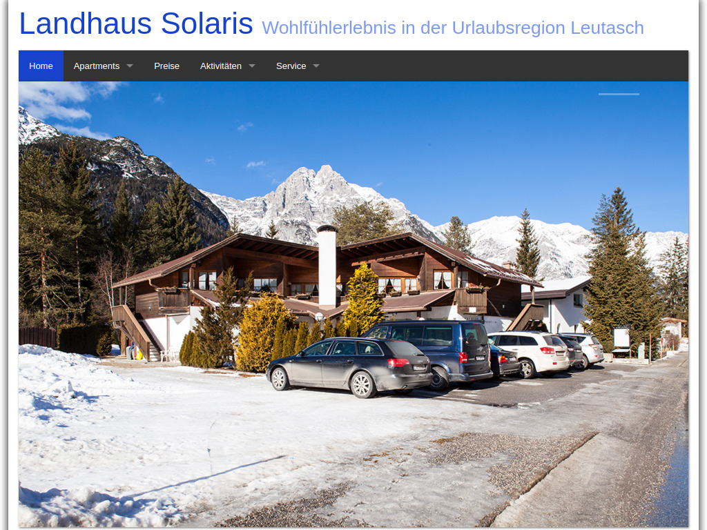 Website von Landhaus Solaris in Leutasch
