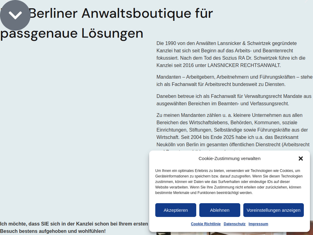 Website von Dr. Frank Lansnicker Rechtsanwalt in Berlin