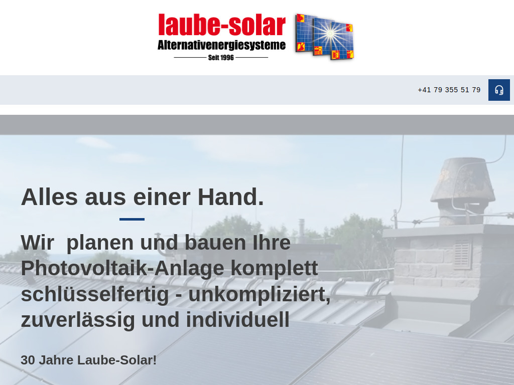 Website von Laube-Solar GmbH in Böbikon