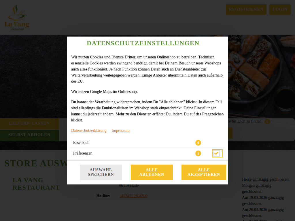 Website von La Vang Restaurant in Jetzt bestellen