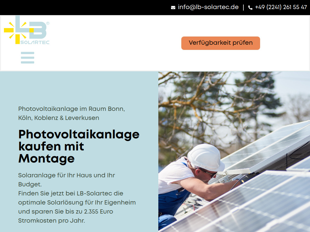 Website von LB Solartec GmbH in Siegburg