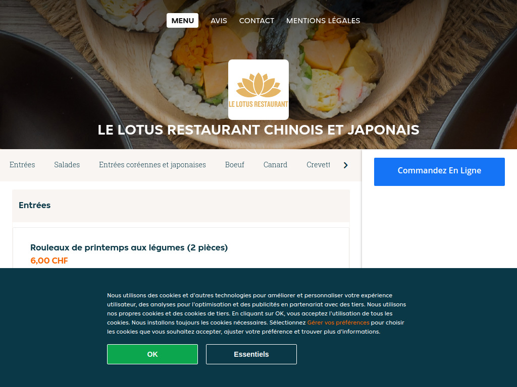 Website von Le Lotus Restaurant Chinois et Japonais in La Chaux-de-Fonds