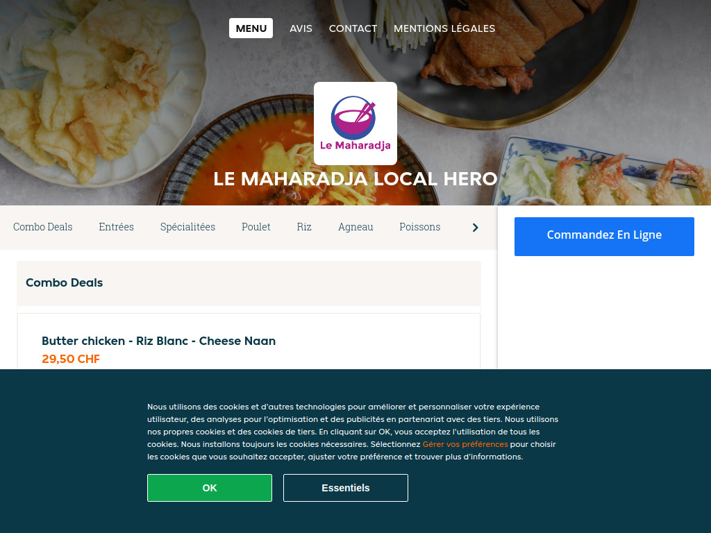 Website von Le Maharadja Local Hero - Commander un repas en ligne à Carouge in Carouge