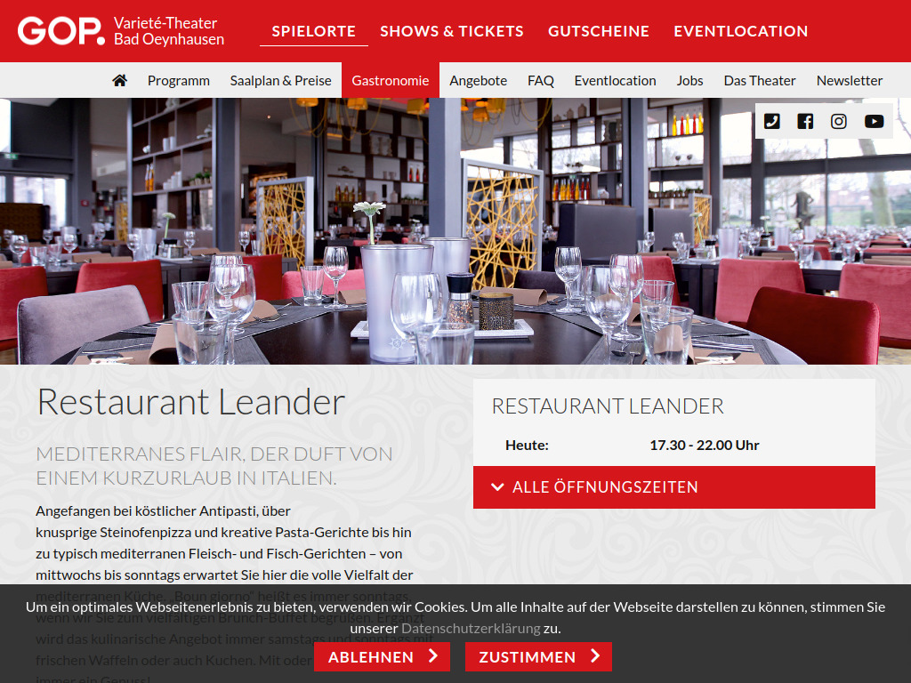 Website von Restaurant Leander in Bad Oeynhausen