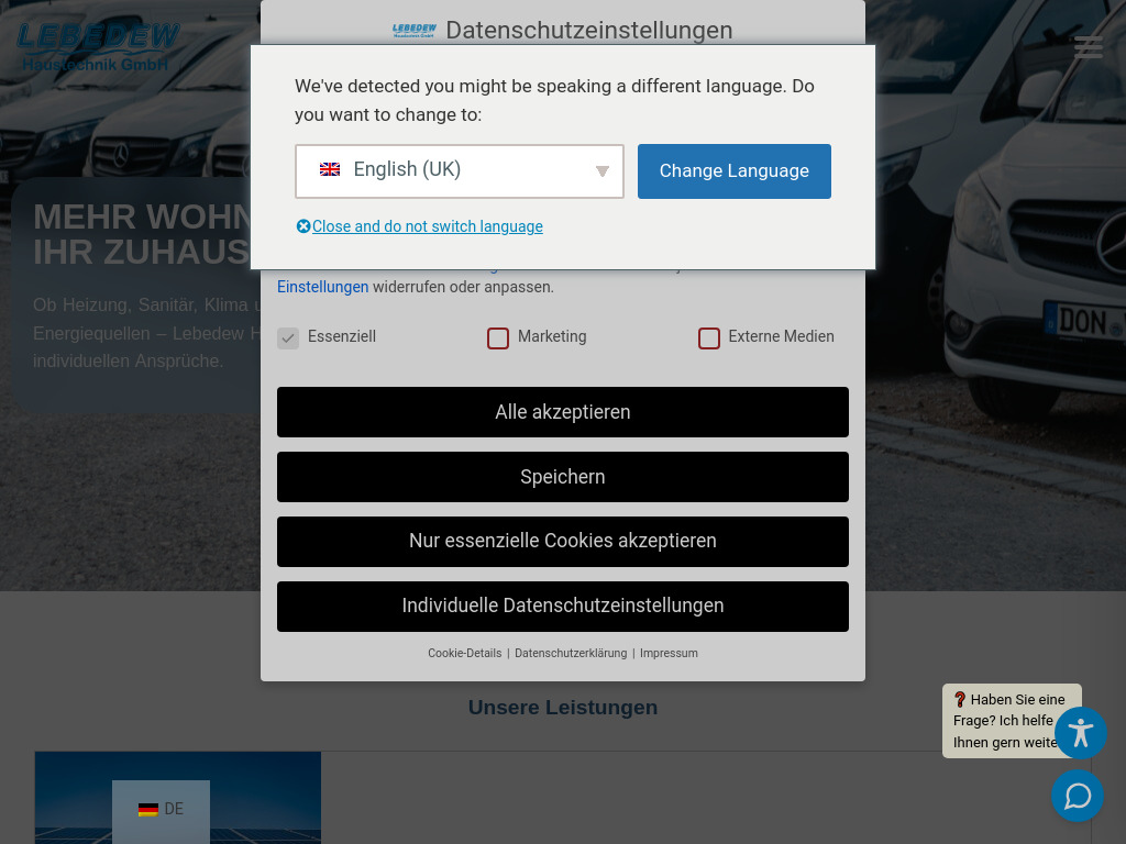 Website von Lebedew Haustechnik GmbH in Donauwörth