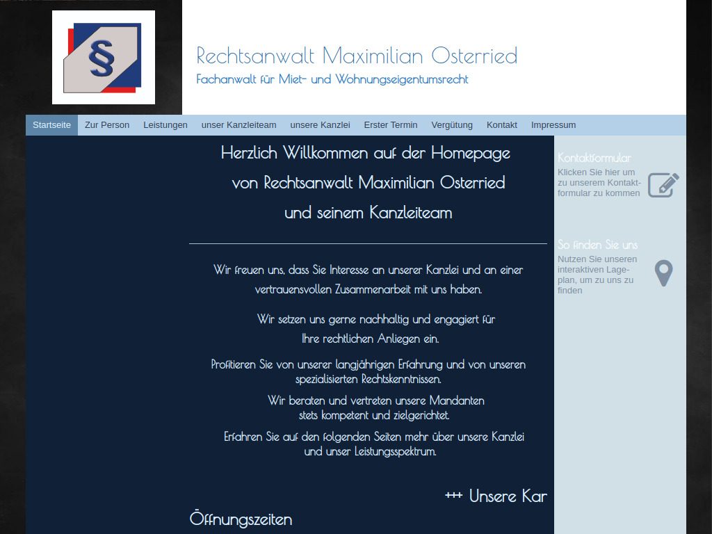 Website von Rechtsanwalt Maximilian Osterried in Klosterlechfeld