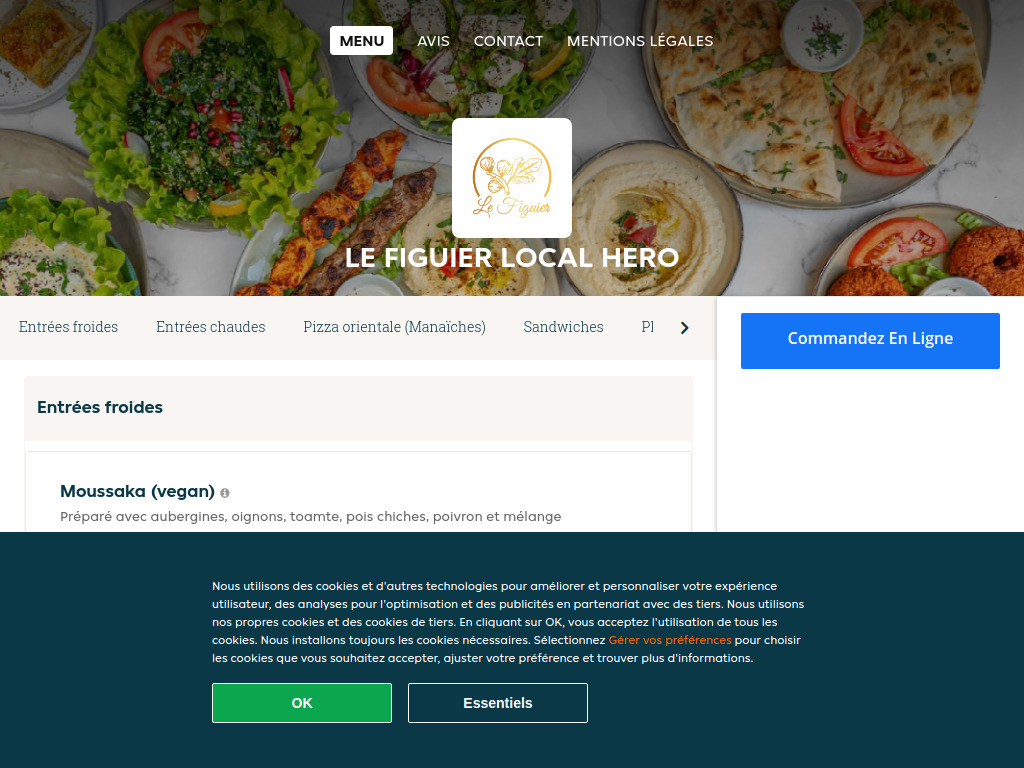 Website von Le Figuier Local Hero - Commander un repas en ligne à Genève