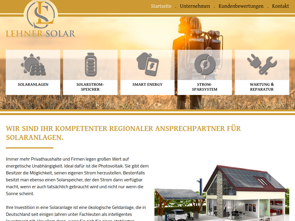Website von Lehner Solar GmbH & Co. KG in Schierling