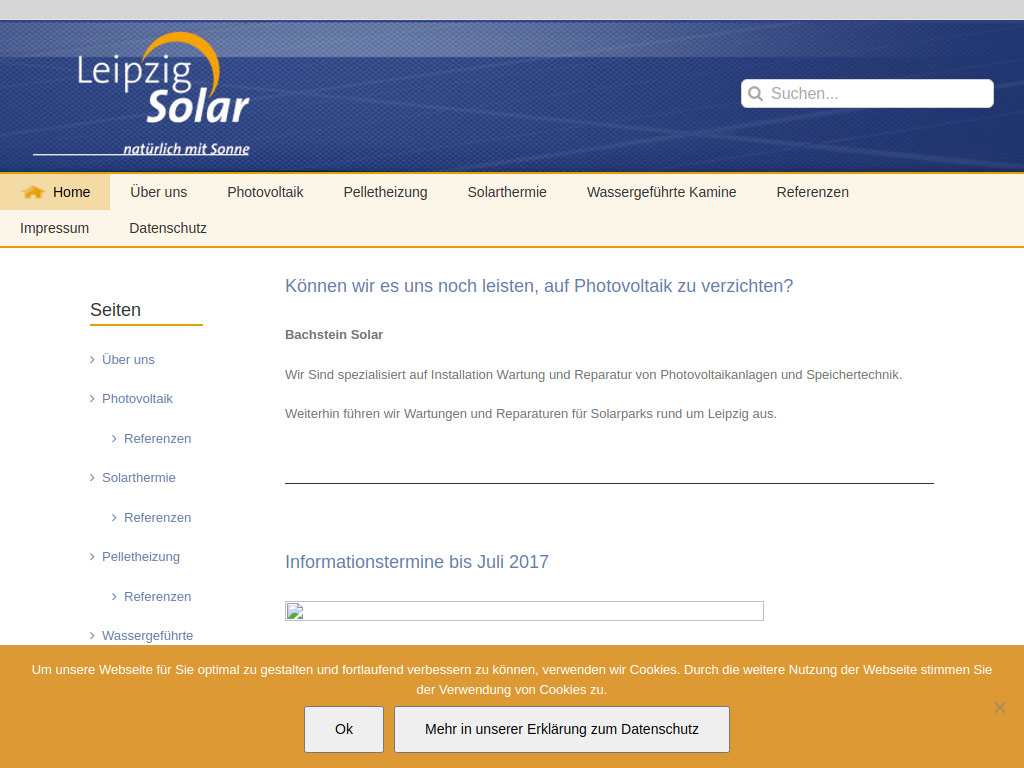 Website von Bachstein Solar in Zwenkau