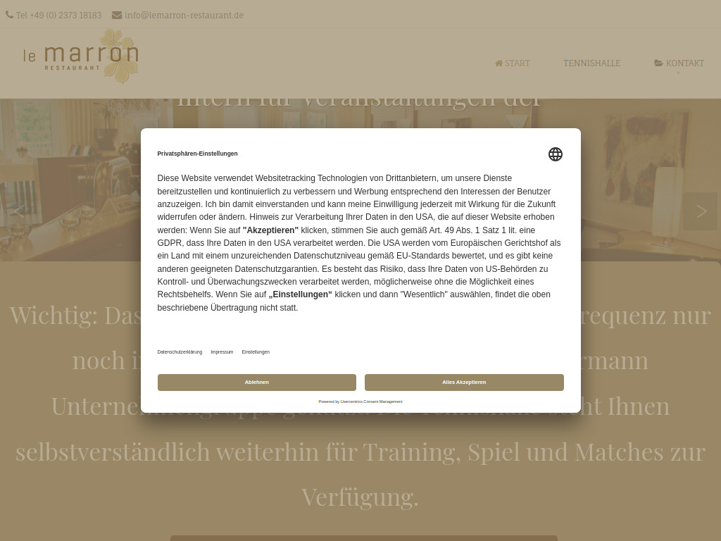 Website von Le Marron Restaurant in Menden-Bösperde
