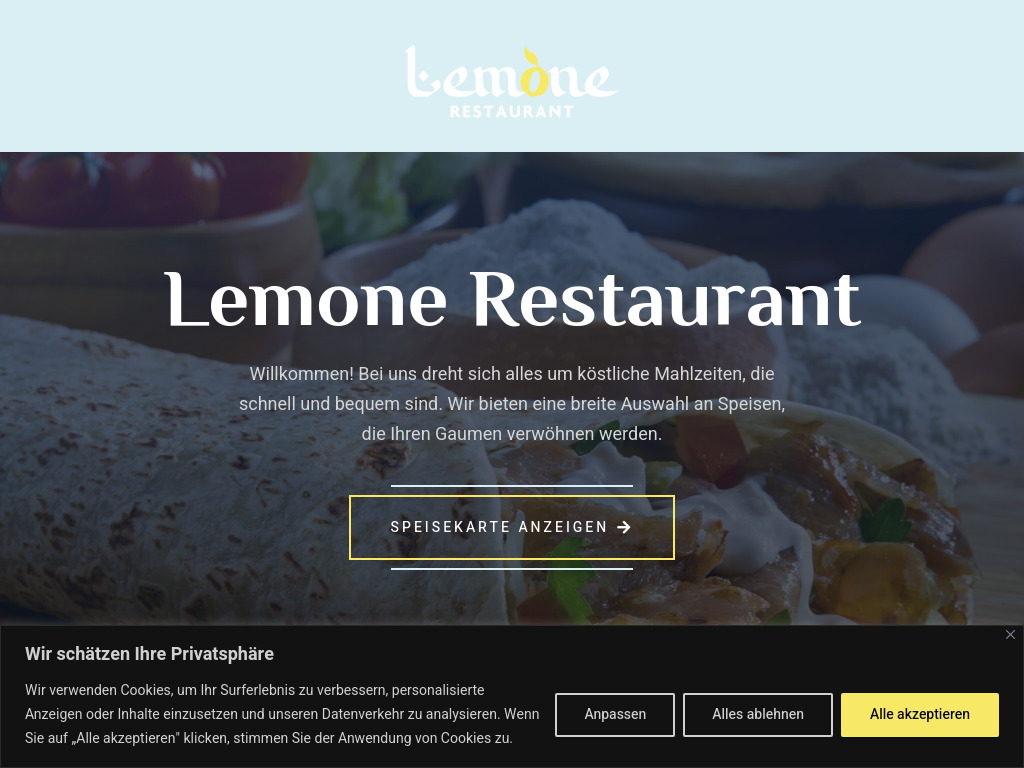 Website von Lemone Restaurant in Lichtenfels