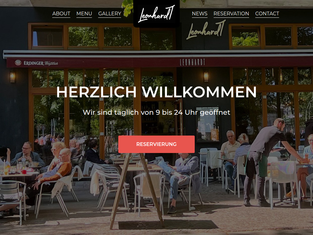 Website von Leonhardt Restaurant Cafe in Berlin