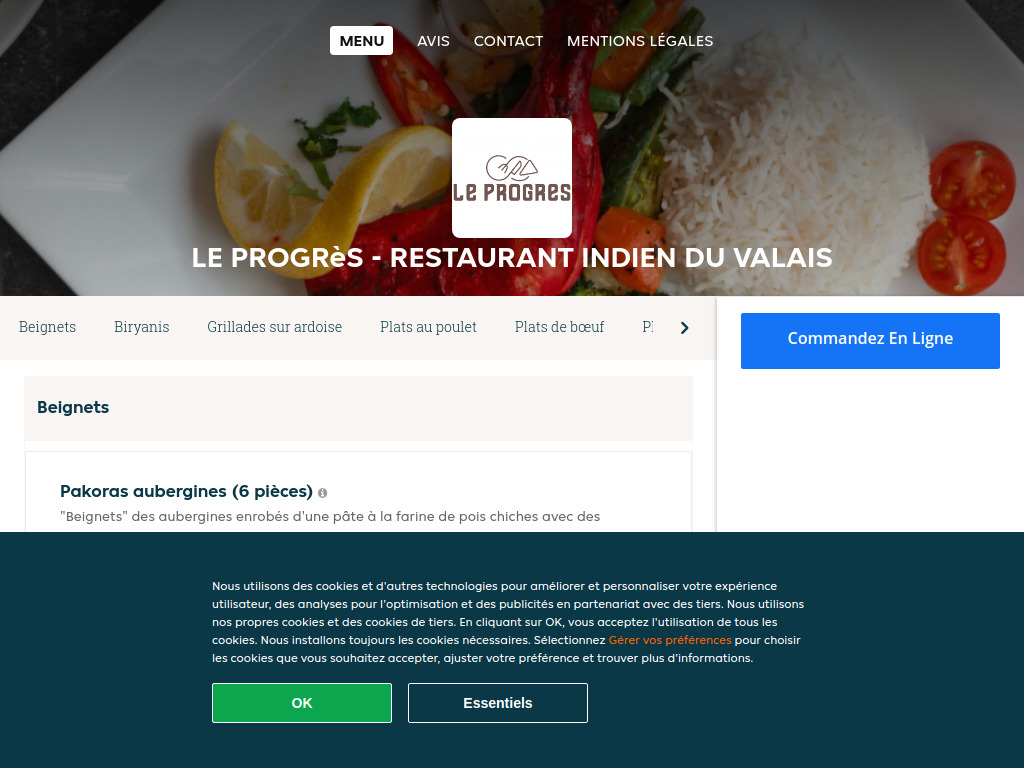 Website von leprogres-restaurantindienduvalais.ch in Vernayaz