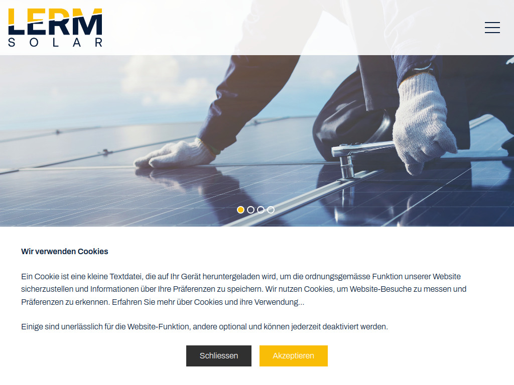 Website von LERM Solar GmbH in St.Gallen